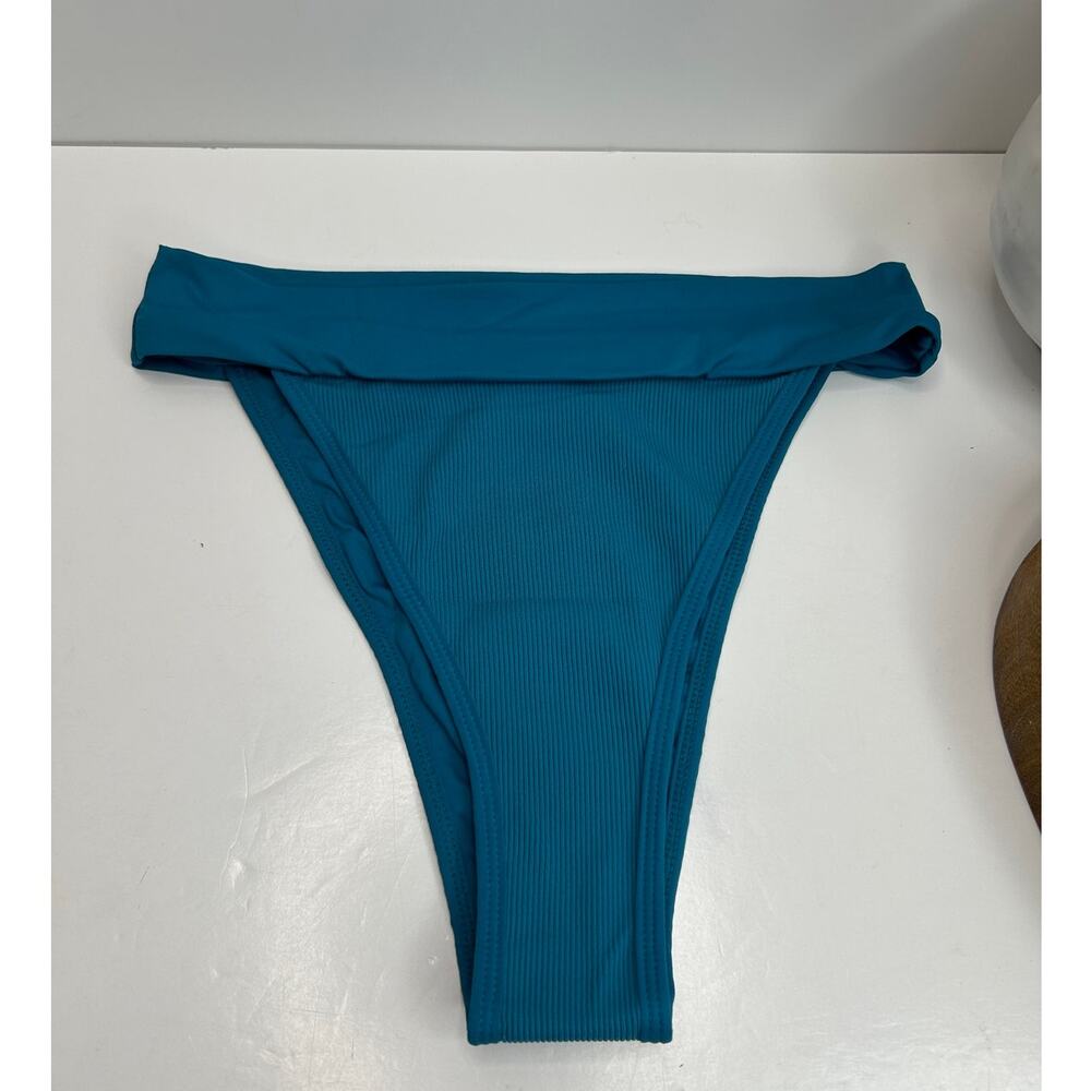L*Space Lola Bottom Bitsy Hi Rise Bikini Swim Bottom Teal Blue Women XS NWT